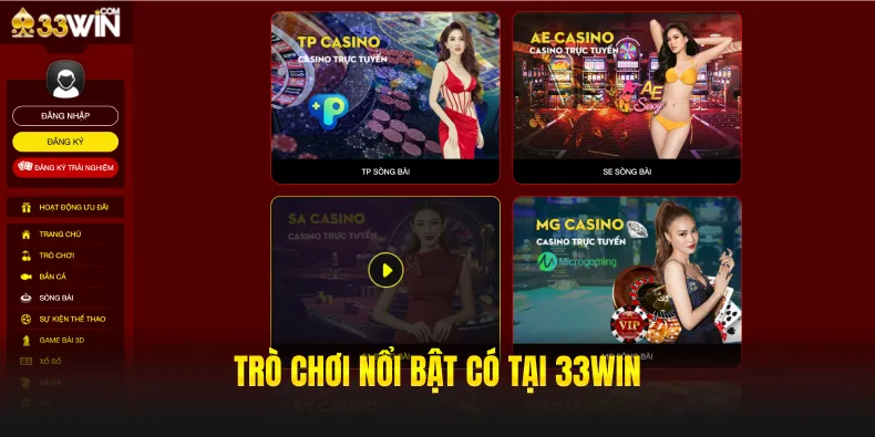 Trò chơi nổi bật có tại 33win